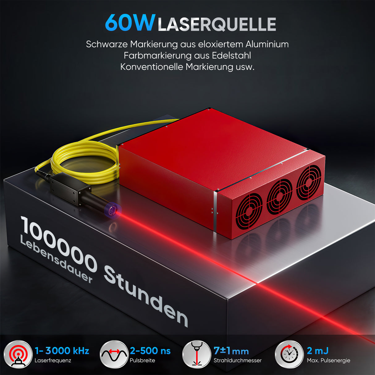 Monport GA Verbesserte 60W Integrierte MOPA Faserlasergravierer & Markiermaschinen mit Autofokus