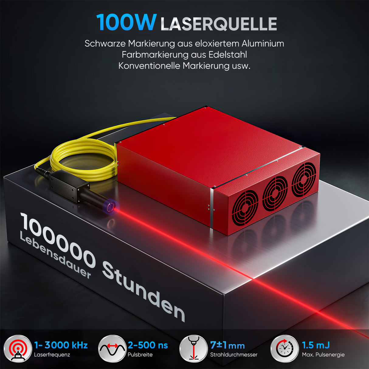 Monport GA Verbesserte 100W Integrierte MOPA Faserlasergravierer & Markiermaschinen mit Autofokus