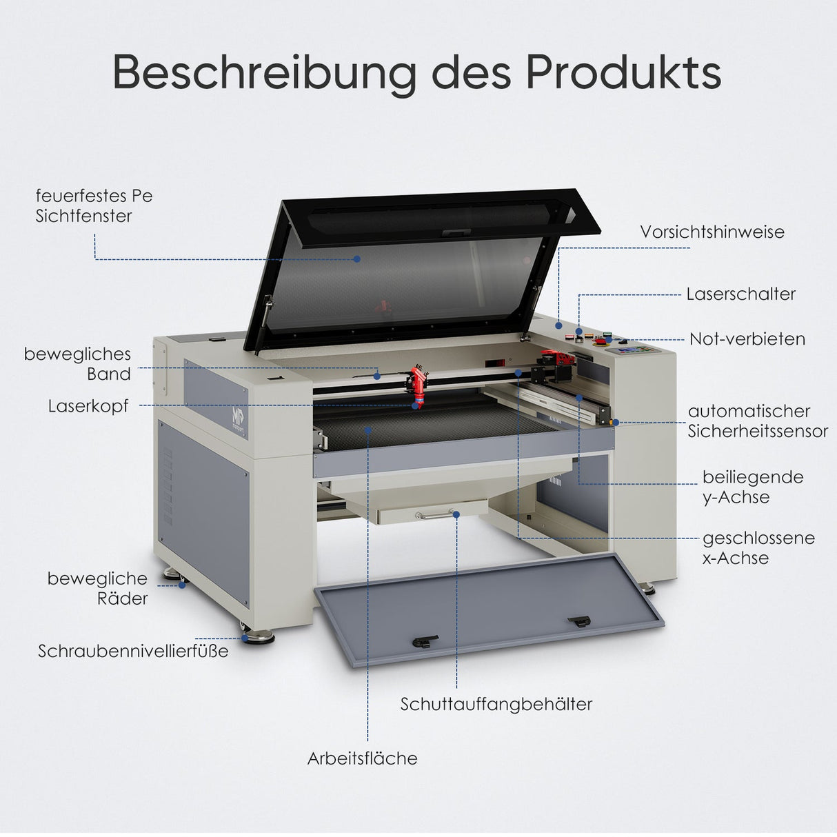 Monport 100W CO2 Eingebaut Wasserkühlsystem Laser Graviermaschine & Cutter mit (1000 x 600mm) Gravurfläche