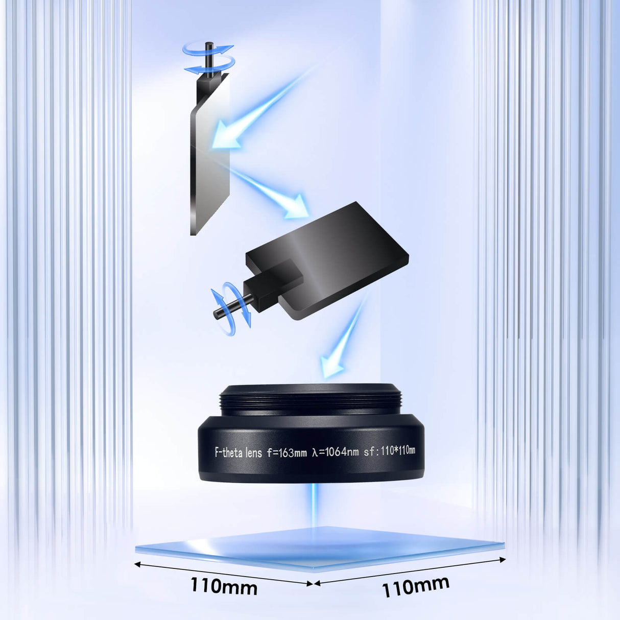 Monport F-theta M52 110 mm * 110 mm optisches Ersatz-Scanobjektiv für Faserlasergravierer