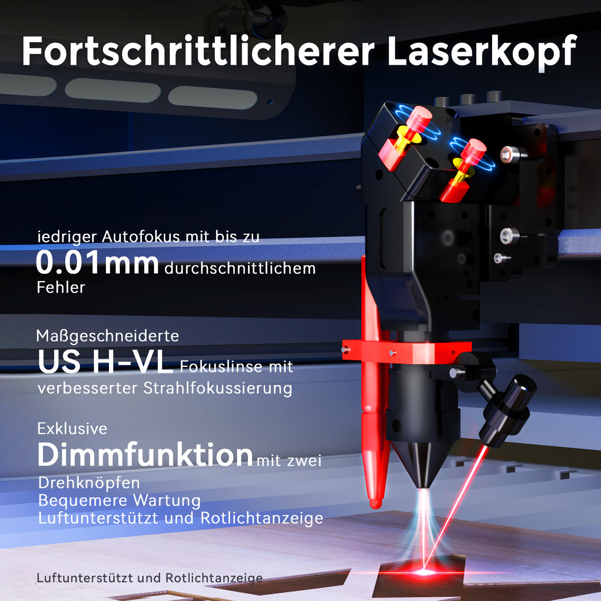 Monport Effi 10S Verbesserter 100W-CO2-Lasergravierer und -schneider mit Autofokus