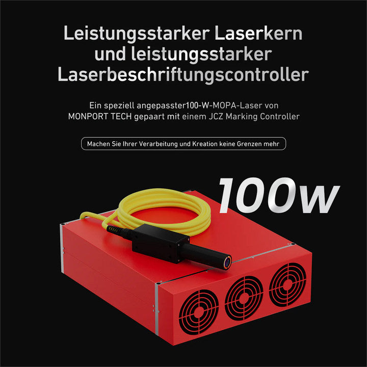 Monport 100W (175 x 175 mm) GPro MOPA Faserlaser Gravier & Markiermaschine mit manuellem Fokus