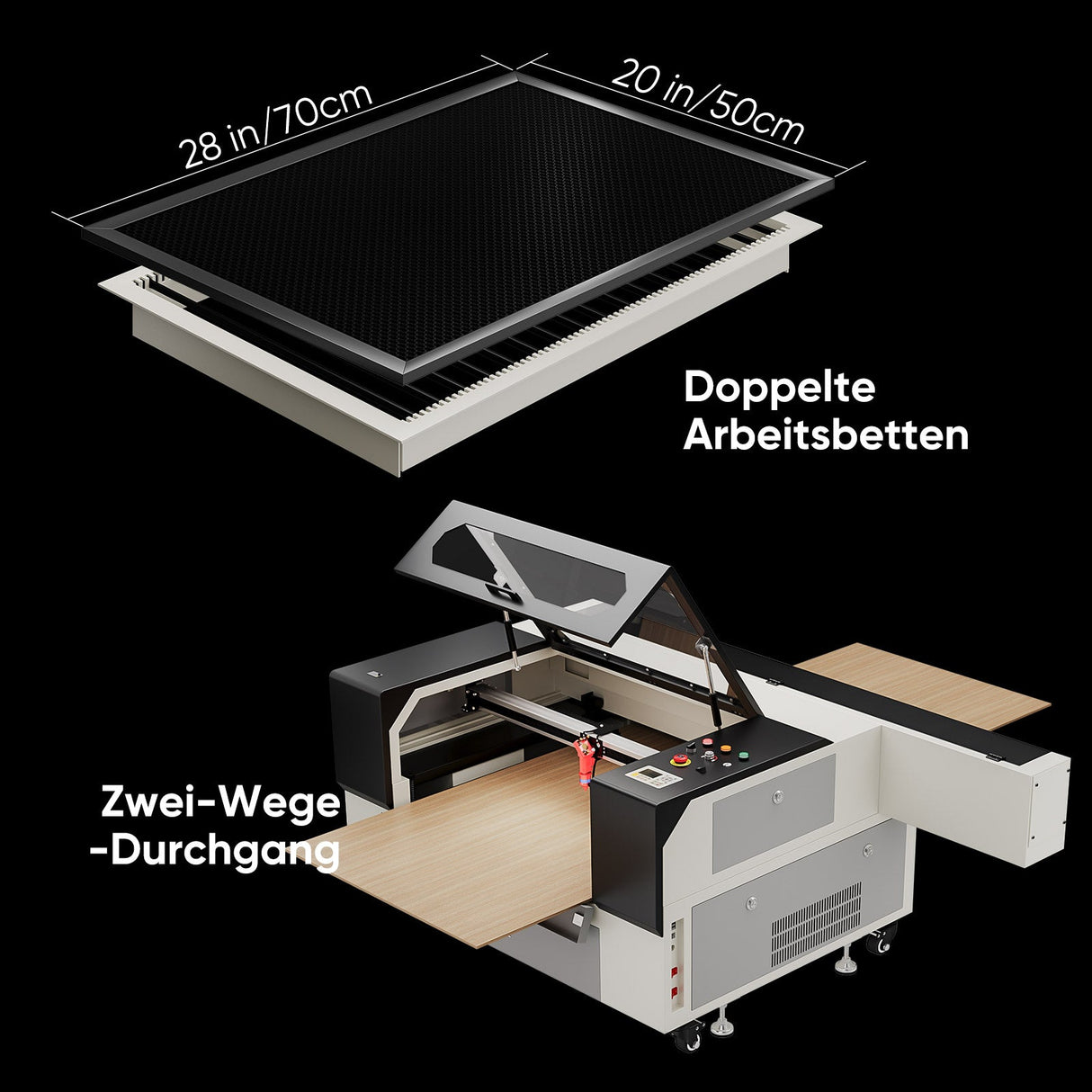 Monport 100W CO2 Laser Graviermaschine & Cutter (500x700mm) mit Autofokus - MonPortlaser.de