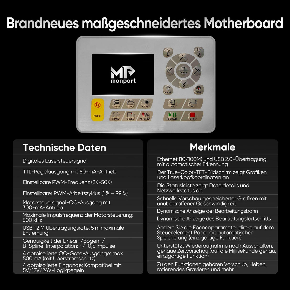 Monport 80W CO2 Laser Graviermaschine & Cutter (500x700mm) mit Autofokus - MonPortlaser.de