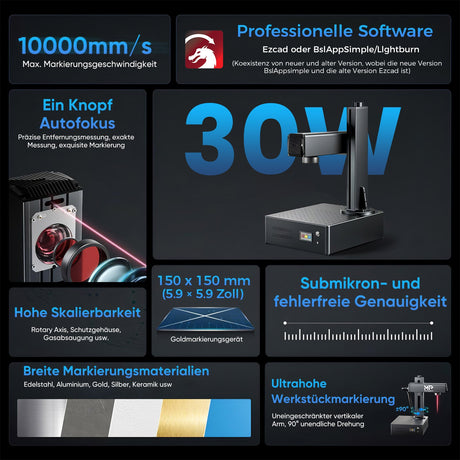 Monport GA Verbesserte 30W Integrierte Faser Lasergravierer & Markiermaschinen mit Autofokus - MonPortlaser.de